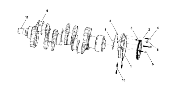 Engine Service Parts - Crankshaft Diagram and Parts List for 076138-00  Briggs and Stratton Generator